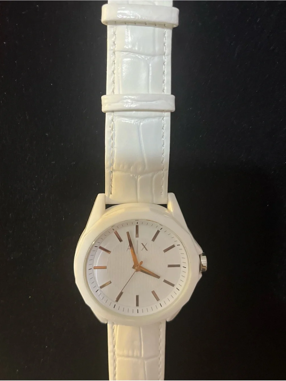 Emporio Armani White Analog Watch with Silver Markers